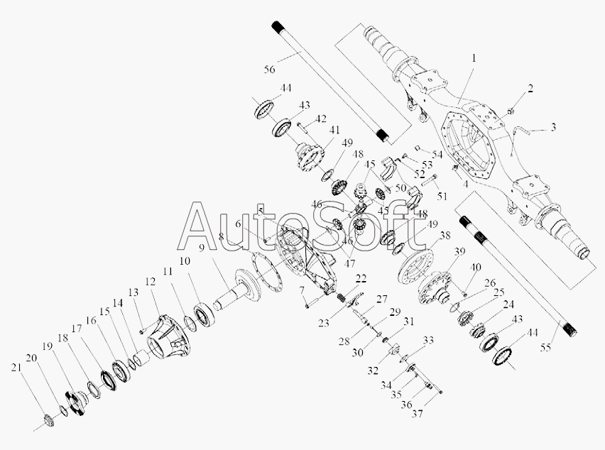 CA-3252 (P2K2T1A): Задний мост (мост с колесными редукторами R16T230W)