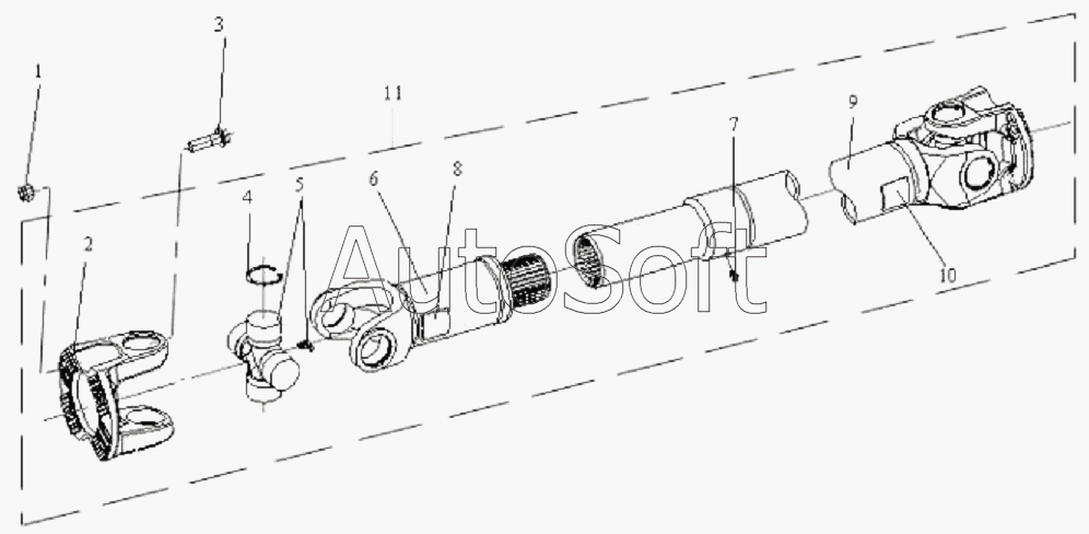 CA-3252 (P2K2T1A): Карданный вал среднего моста