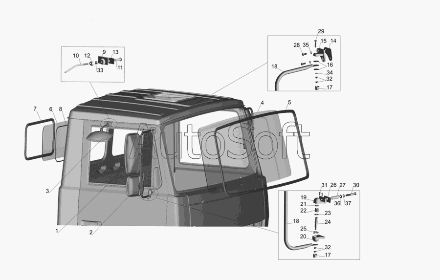 МАЗ-437030 (Зубренок): Установка стекол и зеркал