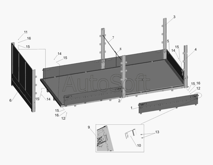 МАЗ-437030 (Зубренок): Установка бортов и стоек
