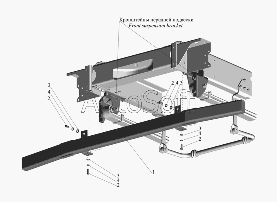 МАЗ-437030 (Зубренок): Установка переднего противоподкатного бруса 4370-2800030