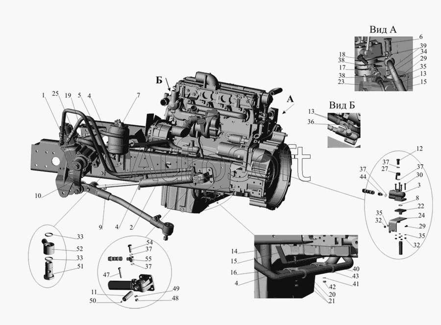 МАЗ-437030 (Зубренок): Установка рулевого управления 437030-3400001