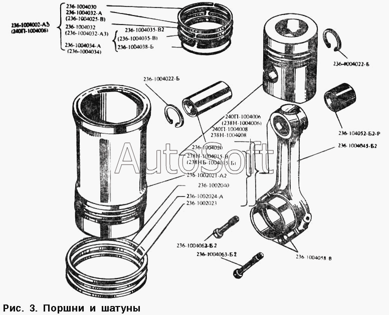 МАЗ-54328: Поршни и шатуны