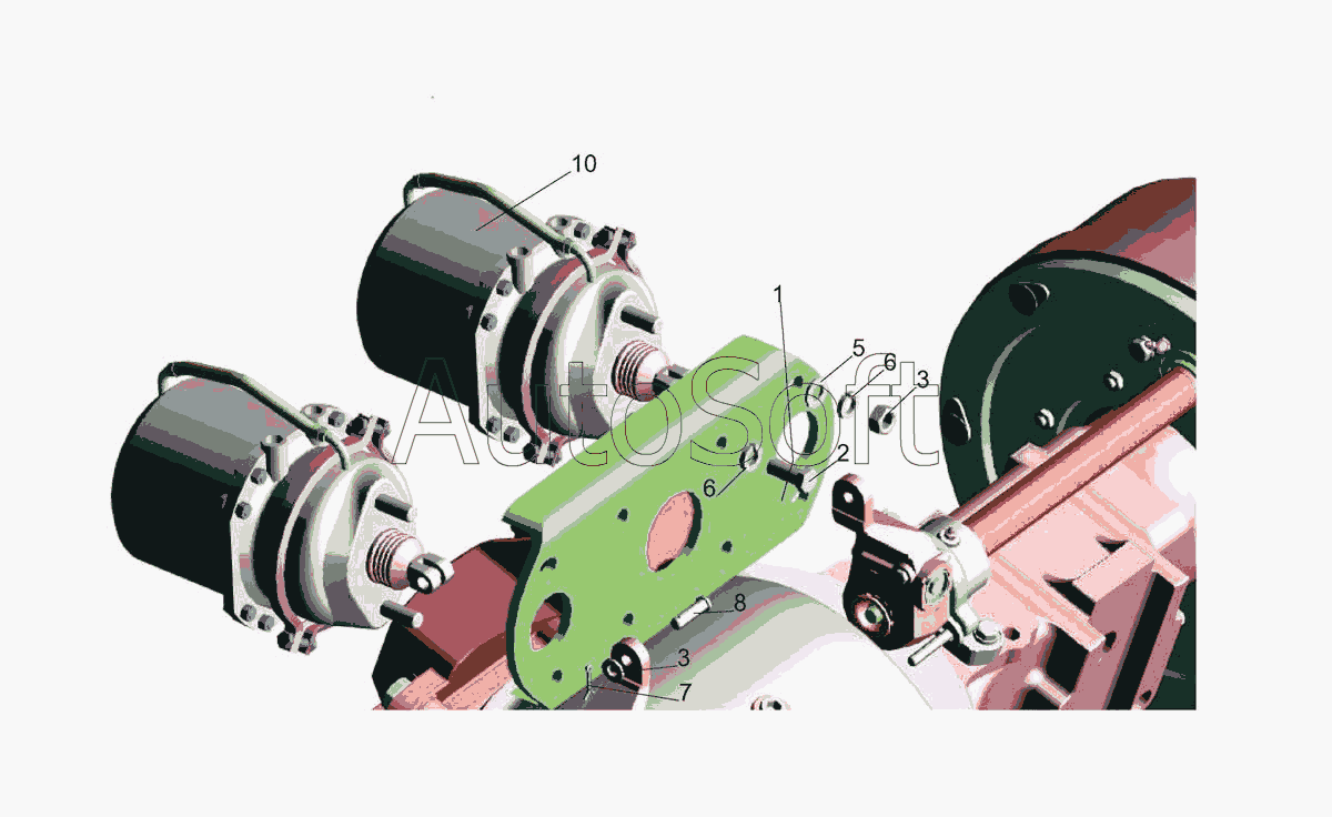 МАЗ-5440E9: Установка задних тормозных камер 5440-3519002-10