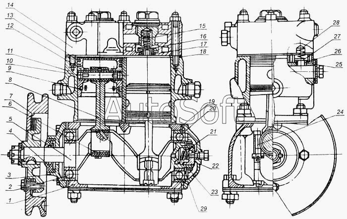 МоАЗ-7505: Компрессор 500-3509015-Б1
