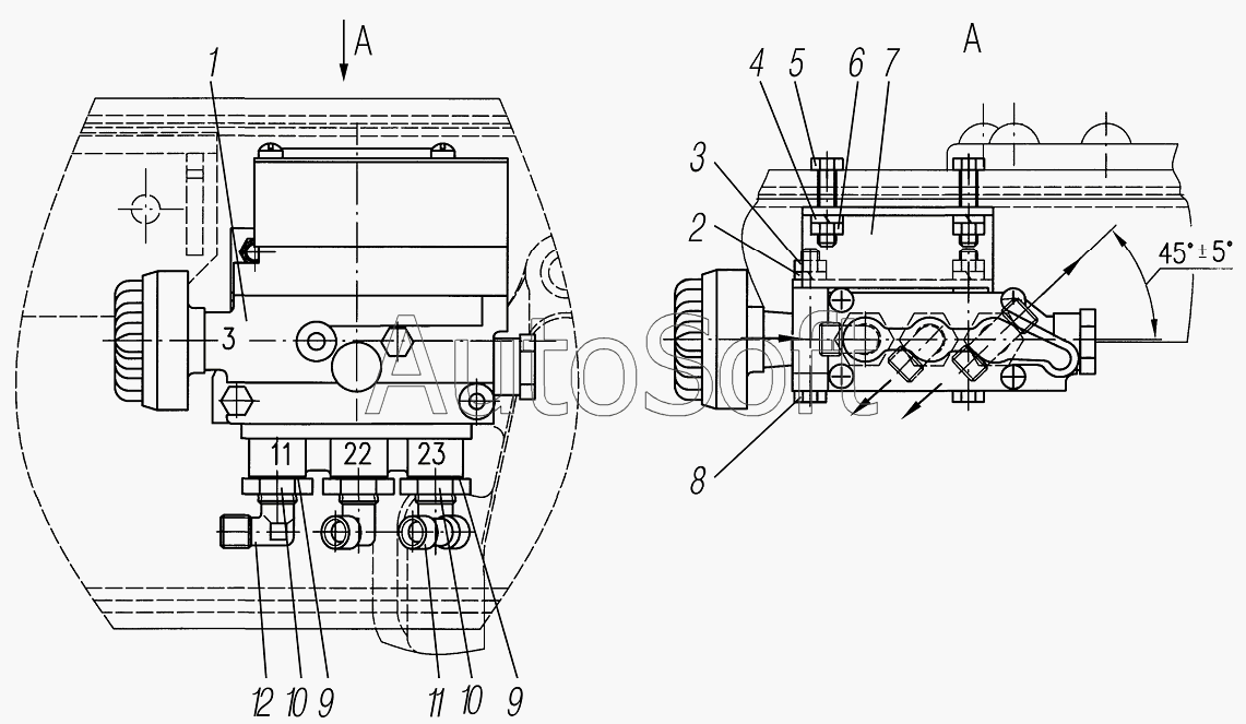 УРАЛ-4320-1151-59: Установка электромагнитного клапана на автомобили 4320-1951-58, 4320-0971-58, 44202-0511-58